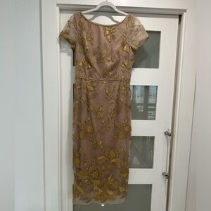 Marchesa Notte gold beaded dress- never worn
